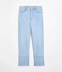 Rivete Tall Curvy Unpicked High Rise Straight Jeans Wave Wash