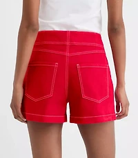 Rivete Petite Double Shank High Rise Denim Shorts Maple Cherry