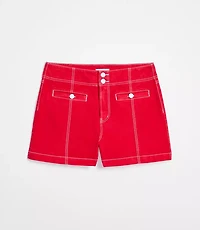 Rivete Petite Double Shank High Rise Denim Shorts Maple Cherry