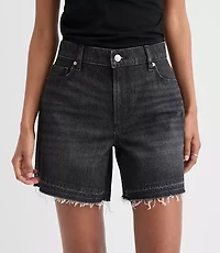 Rivete Unpicked Boyfriend Shorts Noir Wash