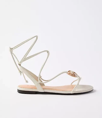 Resin Trim Lace Up Sandals