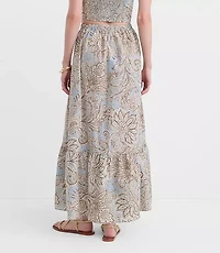 Petite LOFT Beach Floral Poplin Tiered Maxi Pocket Skirt