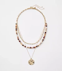 Coin Beaded Layered Necklace Set
