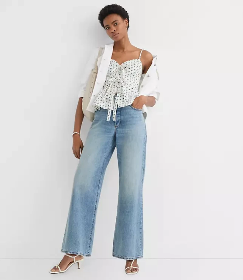 Petite Floral Poplin Bow Peplum Cami