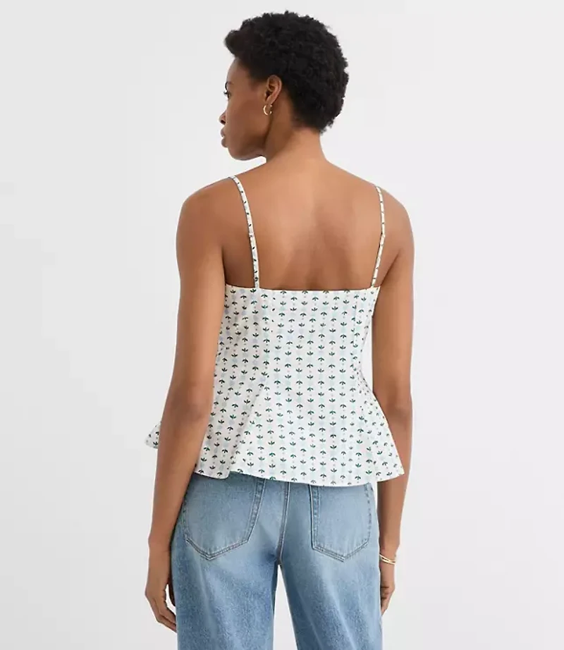 Petite Floral Poplin Bow Peplum Cami
