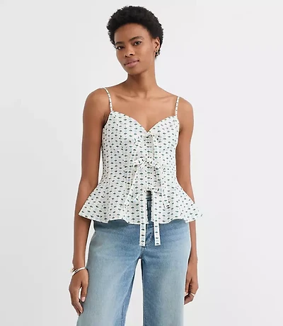 Petite Floral Poplin Bow Peplum Cami