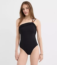 LOFT Beach Beaded One Shoulder Piece Swimsuit