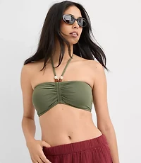 LOFT Beach Beaded Ruched Bandeau Bikini Top
