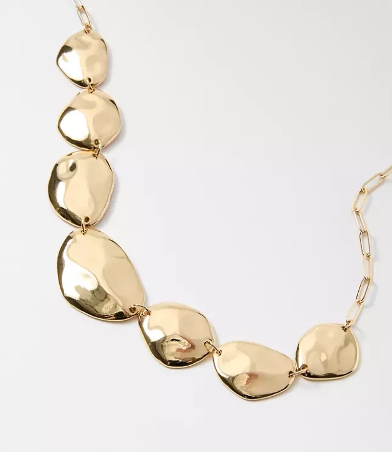 Molded Metal Circle Statement Necklace