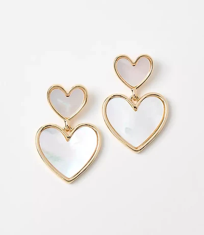 Mother Of Pearl Heart Drop Earrings