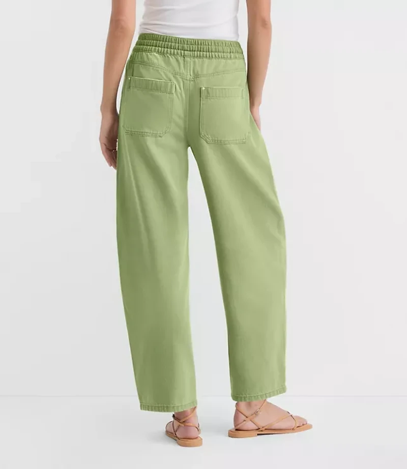 Tall Curvy High Rise Barrel Utility Jeans Shale Green