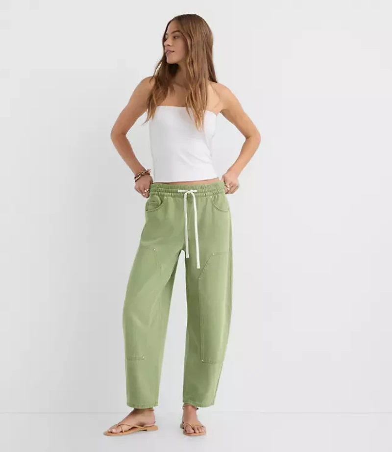 Tall High Rise Barrel Utility Jeans Shale Green