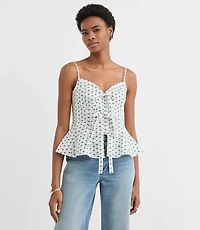 Floral Poplin Bow Peplum Cami