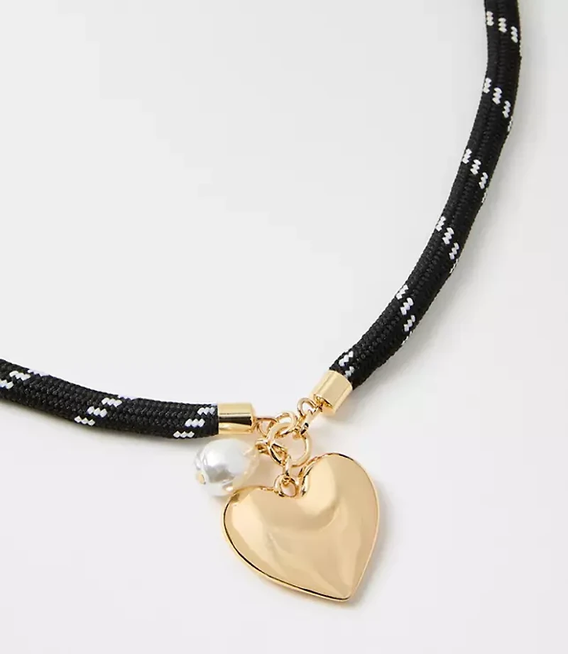 Pearlized Heart Rope Necklace
