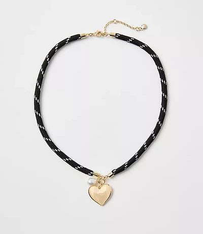 Pearlized Heart Rope Necklace