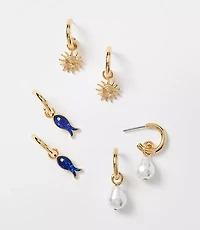 Pearlized Fish Hoop Earring Set