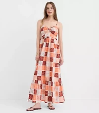 Petite LOFT Beach Starfish Poplin Cutout Twist Maxi Pocket Dress