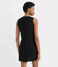 Petite Linen Blend Button Mini Pocket Dress