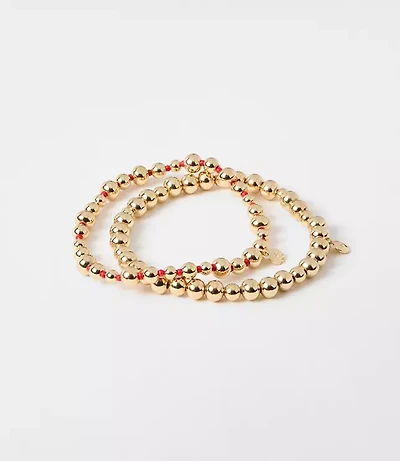 Metallic Beaded Stretch Bracelet Set