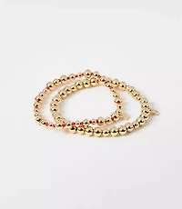 Metallic Beaded Stretch Bracelet Set