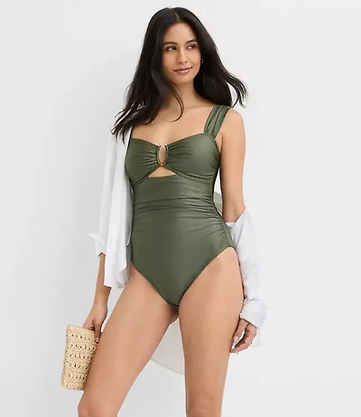 LOFT Beach Ruched U-Wire One Piece Swimsuit