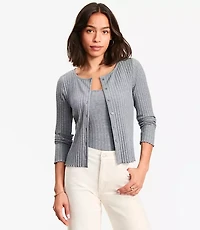 Heathered Ruffle Ribbed Cardigan