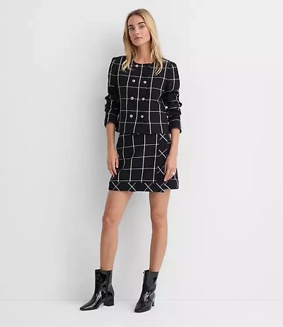 Windowpane Wrap Mini Skirt