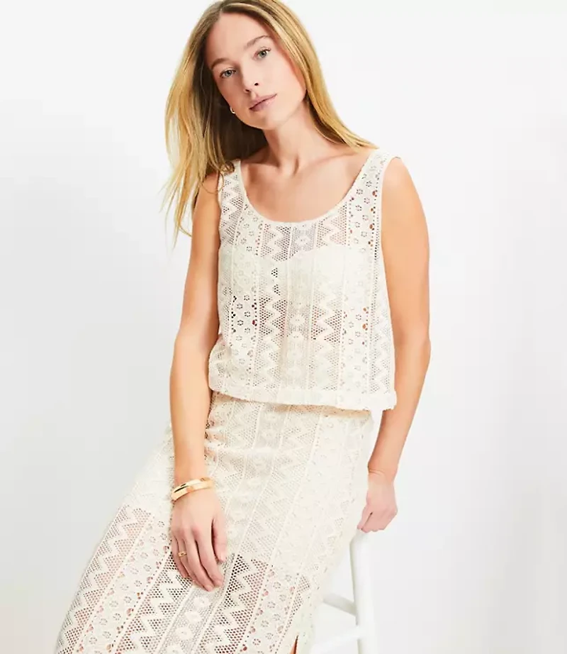 LOFT Beach Geo Crochet Tank Top
