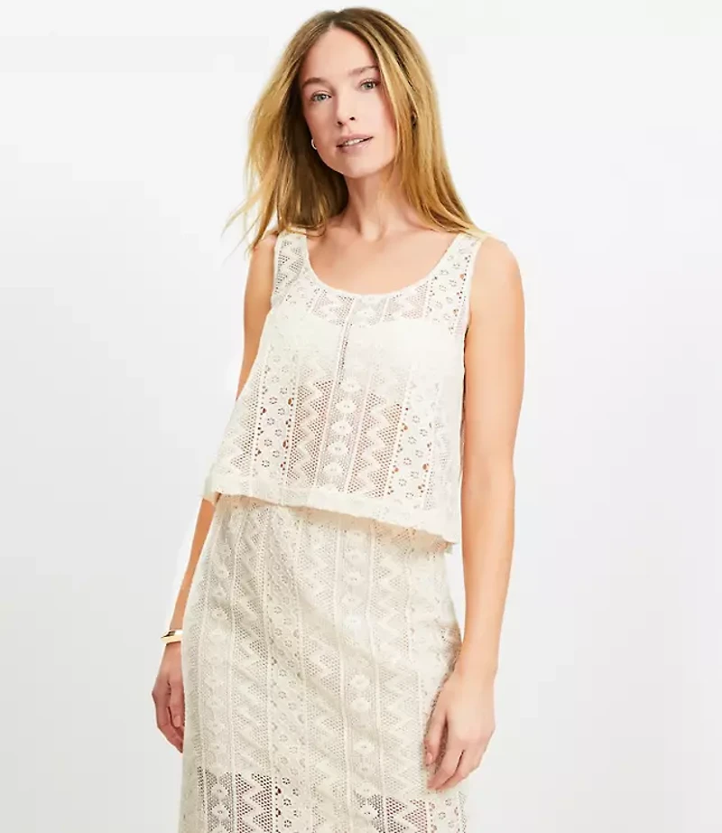 LOFT Beach Geo Crochet Tank Top