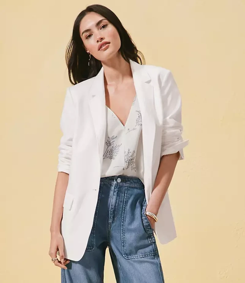 Petite Oversized Linen Cotton Modern Blazer