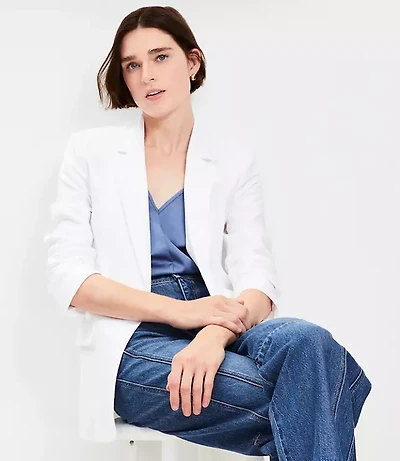 Petite Oversized Linen Cotton Modern Blazer