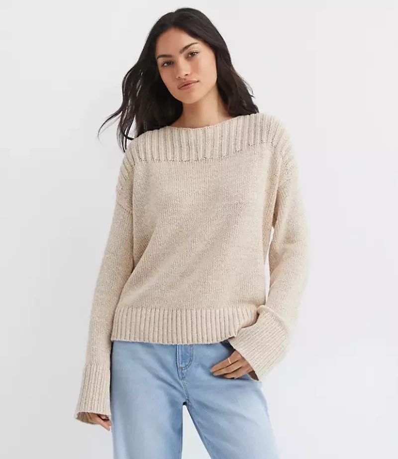 Ribtrim Boatneck Sweater