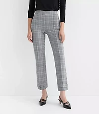 Pintucked Kick Crop Pants Plaid Ponte