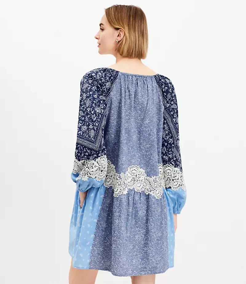 Tall Lace Paisley Tie Mini Pocket Dress