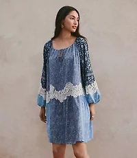 Tall Lace Paisley Tie Mini Pocket Dress