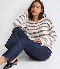 Striped Ribtrim Boatneck Sweater