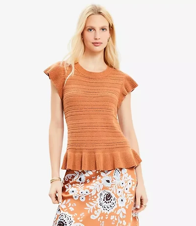 Pointelle Ruffle Sweater