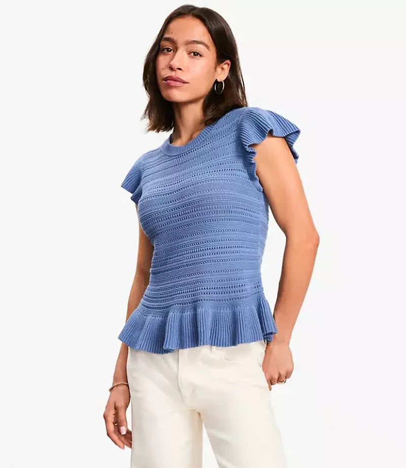 Pointelle Ruffle Sweater