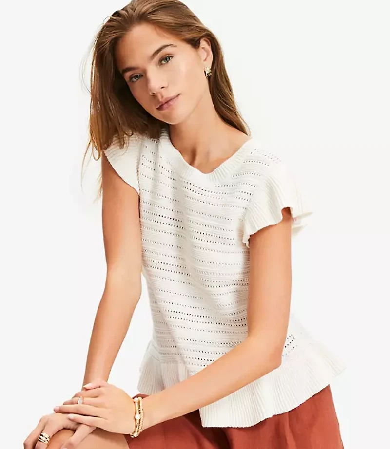 Pointelle Ruffle Sweater