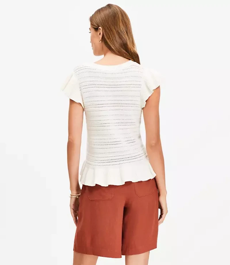 Pointelle Ruffle Sweater