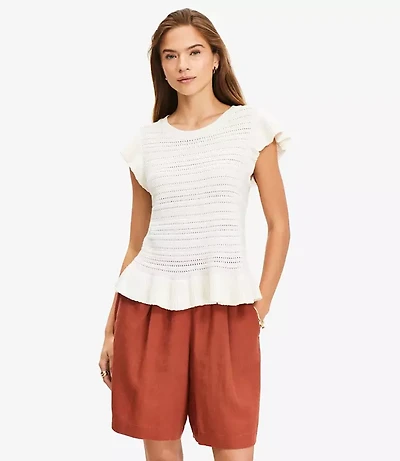 Pointelle Ruffle Sweater