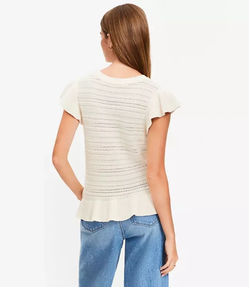Pointelle Ruffle Sweater