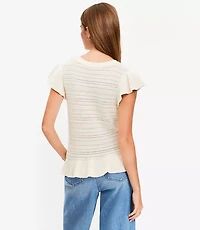 Pointelle Ruffle Sweater