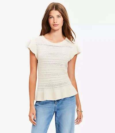 Pointelle Ruffle Sweater