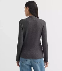 Heathered Button Side Ruched Top
