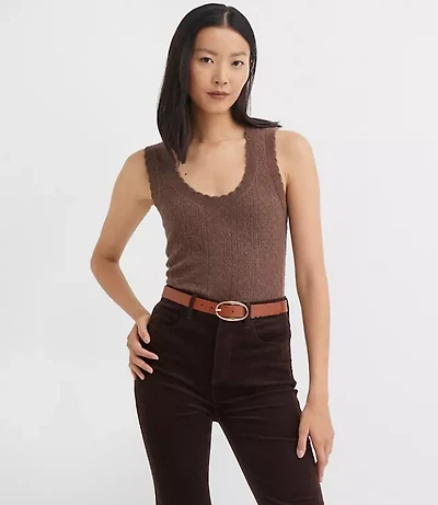 Scalloped Pointelle Sweater Tank Top