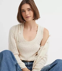 Scalloped Pointelle Sweater Tank Top