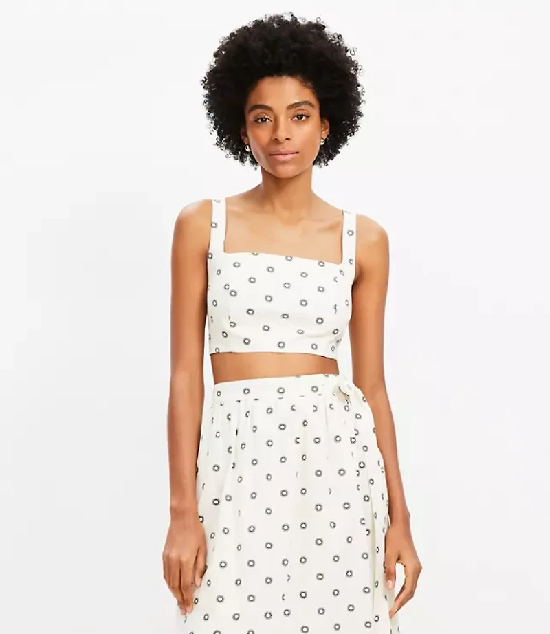 LOFT Beach Dotted Linen Cotton Square Neck Bralette