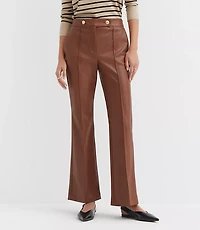 Pintucked Flare Pants Faux Leather