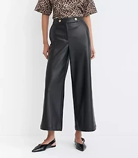Wide Leg Culottes Faux Leather